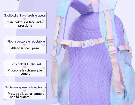 Zaino scuola arcobaleno iridescente